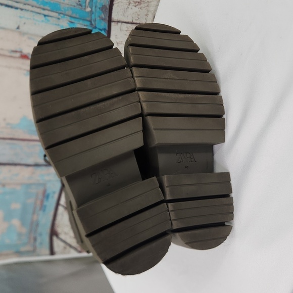 Zara Women's Rubberized Lace-Up Boots Khaki Green - Picture 8 of 10